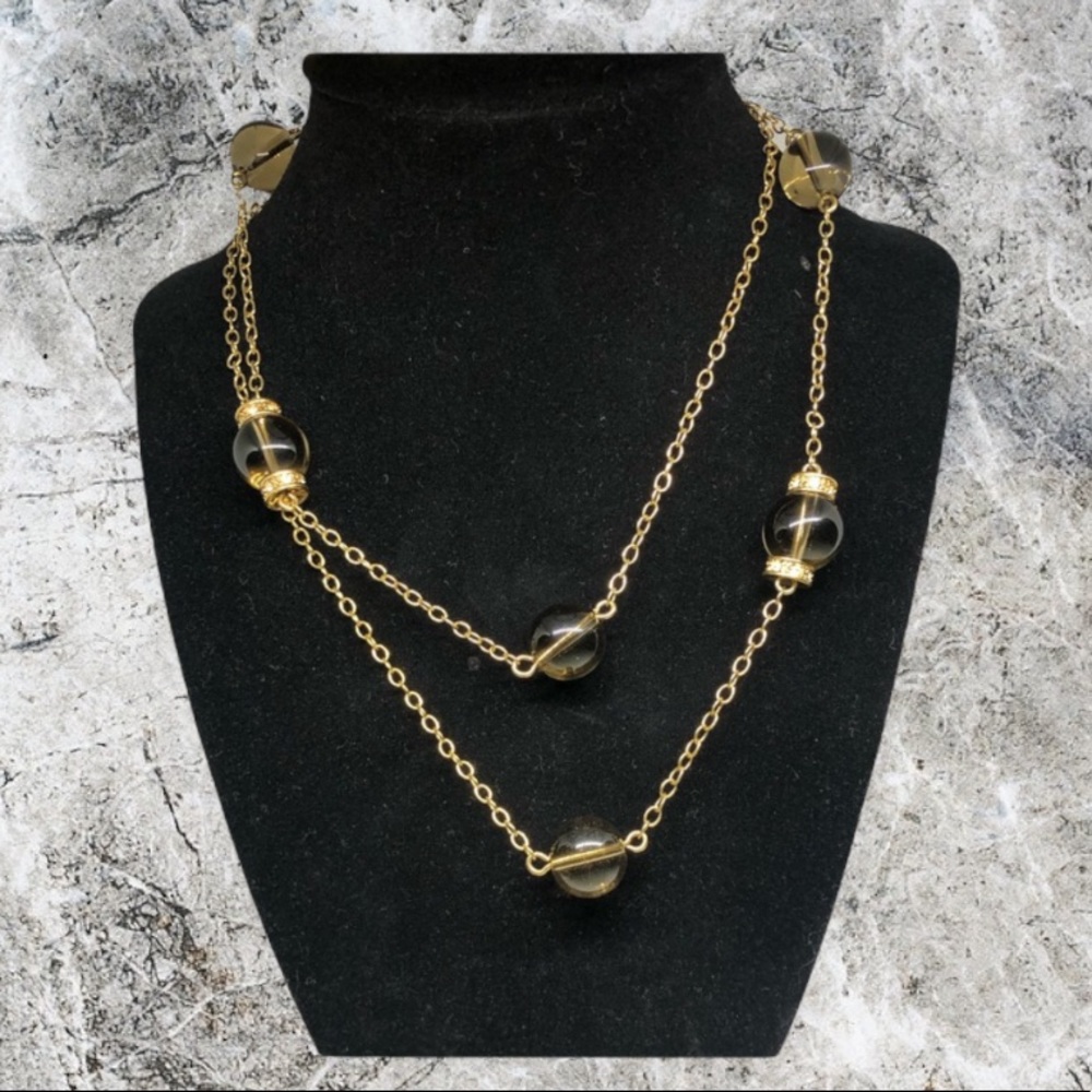 J.Crew Gold & amber bead necklace